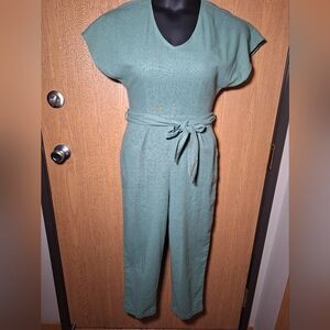 Lush Sage Green Belted Jumpsuit